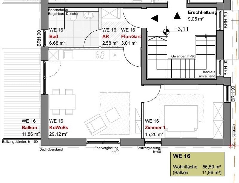 Grundriss Wohnung Nr. 16