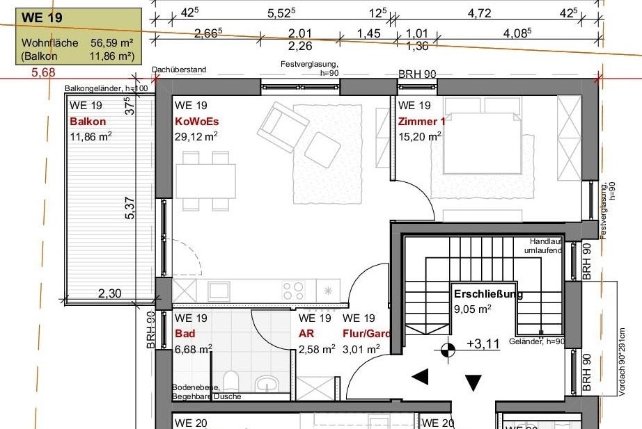 Grundriss Wohnung Nr. 19