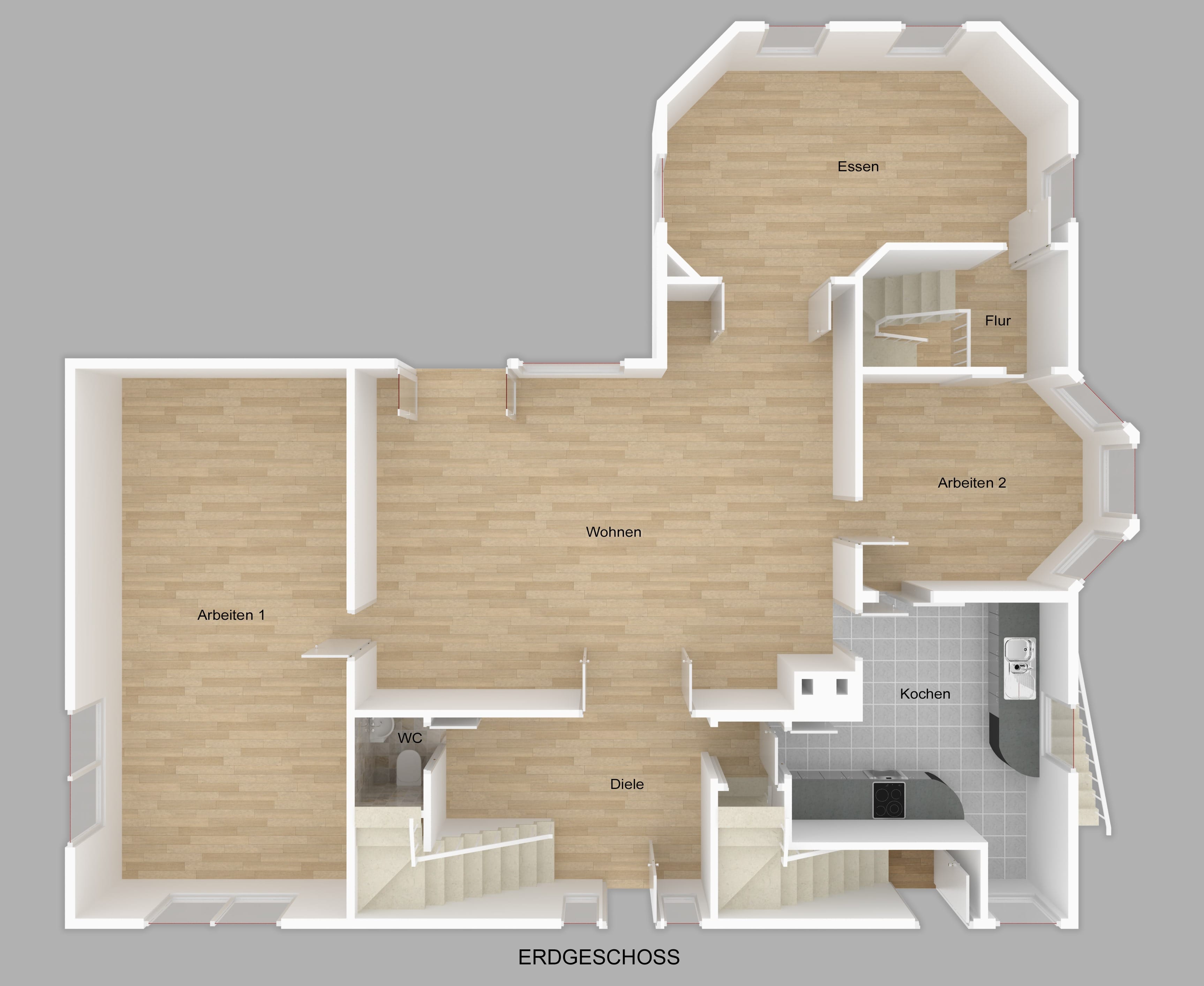 Grundriss 3D - Erdgeschoss